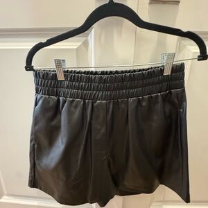 Vegan Leather Black Women's Shorts